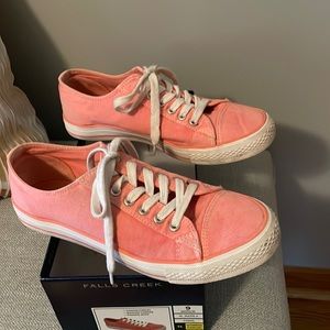 Coral Canvas Tennis Shoes